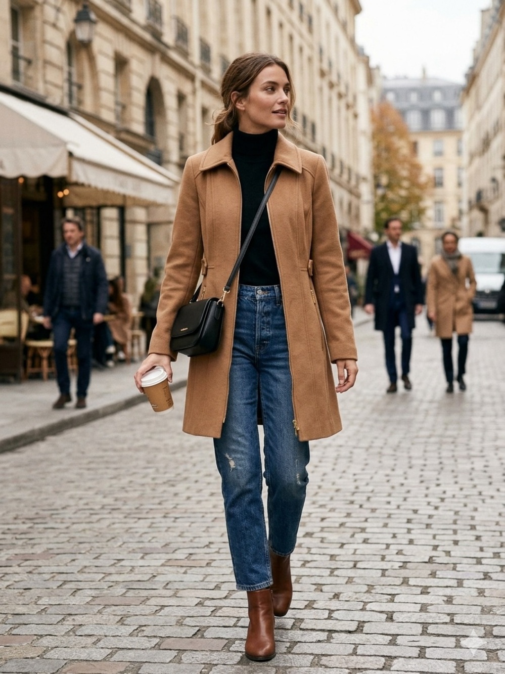 MICHAEL Michael Kors Camel Wool-Blend Pea Coat